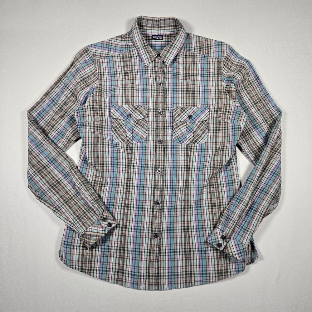 Patagonia Gardener Organic Cotton Plaid Button Up Long Sleeve Outdoor Shirt